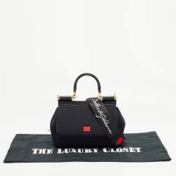 Dolce & Gabbana Black Neoprene Small Miss Sicily Top Handle Bag