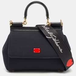 Dolce & Gabbana Black Neoprene Small Miss Sicily Top Handle Bag