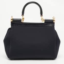 Dolce & Gabbana Black Neoprene Small Miss Sicily Top Handle Bag