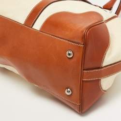 Pre Owned Dolce & Gabbana Brown/Cream Coated Canvas and Leather Miss Romantique Bag