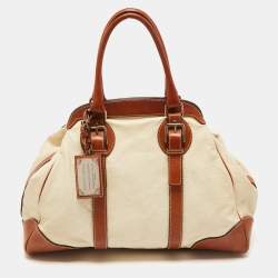 Dolce & Gabbana Brown/Cream Coated Canvas and Leather Miss