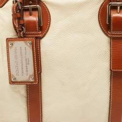 Pre Owned Dolce & Gabbana Brown/Cream Coated Canvas and Leather Miss Romantique Bag