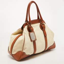Pre Owned Dolce & Gabbana Brown/Cream Coated Canvas and Leather Miss Romantique Bag