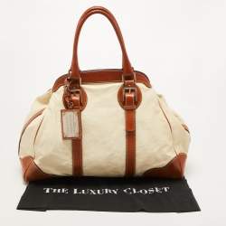 Pre Owned Dolce & Gabbana Brown/Cream Coated Canvas and Leather Miss Romantique Bag
