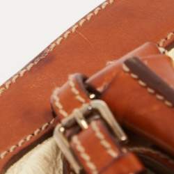 Pre Owned Dolce & Gabbana Brown/Cream Coated Canvas and Leather Miss Romantique Bag