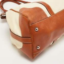 Pre Owned Dolce & Gabbana Brown/Cream Coated Canvas and Leather Miss Romantique Bag
