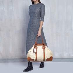 Pre Owned Dolce & Gabbana Brown/Cream Coated Canvas and Leather Miss Romantique Bag