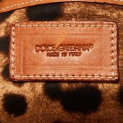 Pre Owned Dolce & Gabbana Brown/Cream Coated Canvas and Leather Miss Romantique Bag