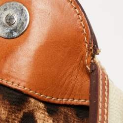 Pre Owned Dolce & Gabbana Brown/Cream Coated Canvas and Leather Miss Romantique Bag