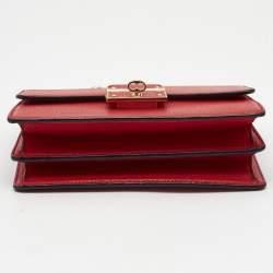 Pre Owned Dolce & Gabbana Red Leather Small Rosalia Shoulder Bag