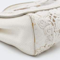 مملوكة مسبقًا Dolce & Gabbana White PVC, Lace and Python Miss Sicily Top Handle Bag