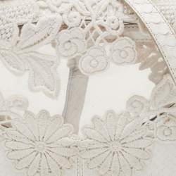 مملوكة مسبقًا Dolce & Gabbana White PVC, Lace and Python Miss Sicily Top Handle Bag