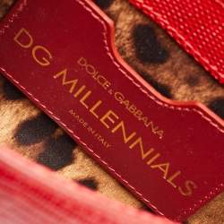 Dolce & Gabbana Red Lizard Embossed Leather DG Millennials Top Handle Bag