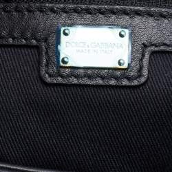 Pre Owned Dolce & Gabbana Black/Brown Leopard Print Coated Canvas and Leather Padlock Top Handle Bag