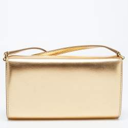 Pre Owned Dolce & Gabbana Gold Glossy Leather DG Logo Shoulder Bag