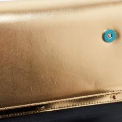 Pre Owned Dolce & Gabbana Gold Glossy Leather DG Logo Shoulder Bag