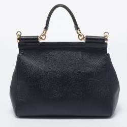 Pre Owned Dolce & Gabbana Black Leather Medium Miss Sicily Top Handle Bag