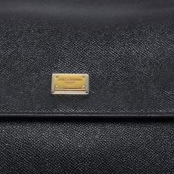 Pre Owned Dolce & Gabbana Black Leather Medium Miss Sicily Top Handle Bag
