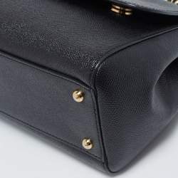 Pre Owned Dolce & Gabbana Black Leather Medium Miss Sicily Top Handle Bag