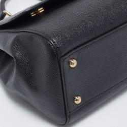 Pre Owned Dolce & Gabbana Black Leather Medium Miss Sicily Top Handle Bag