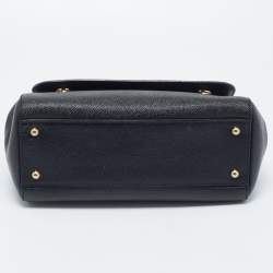 Pre Owned Dolce & Gabbana Black Leather Medium Miss Sicily Top Handle Bag