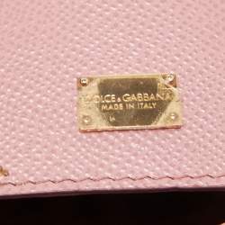 Pre Owned Dolce & Gabbana Light Pink Leather Small Miss Sicily Top Handle Bag