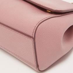 Pre Owned Dolce & Gabbana Light Pink Leather Small Miss Sicily Top Handle Bag