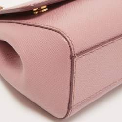 Pre Owned Dolce & Gabbana Light Pink Leather Small Miss Sicily Top Handle Bag