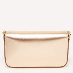 Pre Owned Dolce & Gabbana Gold Leather Small DG Girls Shoulder Bag