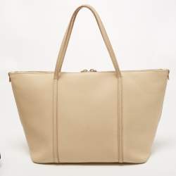 Pre Owned Dolce & Gabbana Beige Leather Miss Escape Zip Tote