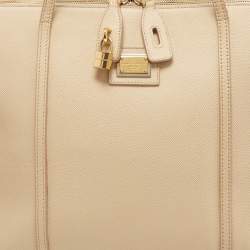 Pre Owned Dolce & Gabbana Beige Leather Miss Escape Zip Tote
