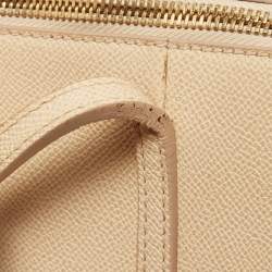 Pre Owned Dolce & Gabbana Beige Leather Miss Escape Zip Tote
