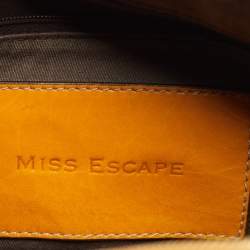 Pre Owned Dolce & Gabbana Brown/Yellow Leopard Print Coated Canvas and Leather Miss Escape Satchel