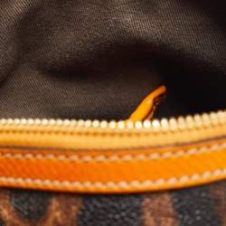 Pre Owned Dolce & Gabbana Brown/Yellow Leopard Print Coated Canvas and Leather Miss Escape Satchel