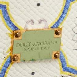 Pre Owned Dolce & Gabbana Multicolor Lemon Print Leather Medium Miss Sicily Top Handle Bag