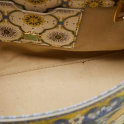 Pre Owned Dolce & Gabbana Multicolor Lemon Print Leather Medium Miss Sicily Top Handle Bag