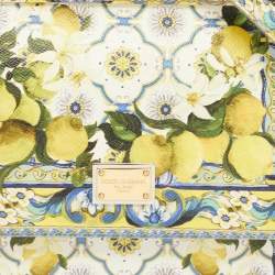 Pre Owned Dolce & Gabbana Multicolor Lemon Print Leather Medium Miss Sicily Top Handle Bag