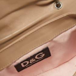 Pre Owned D&G Beige Leather Logo Pochette Bag