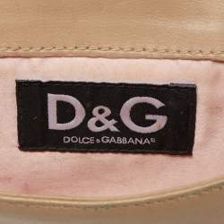 Pre Owned D&G Beige Leather Logo Pochette Bag