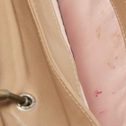 Pre Owned D&G Beige Leather Logo Pochette Bag