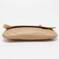 Pre Owned D&G Beige Leather Logo Pochette Bag