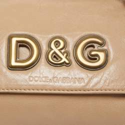 Pre Owned D&G Beige Leather Logo Pochette Bag