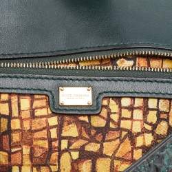 Pre Owned Dolce & Gabbana Multicolor Printed Canvas and Watersnake Leather Large Miss Sicily Top Handle Bag