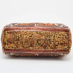 Pre Owned Dolce & Gabbana Multicolor Printed Canvas and Watersnake Leather Large Miss Sicily Top Handle Bag