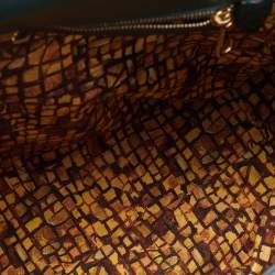 Pre Owned Dolce & Gabbana Multicolor Printed Canvas and Watersnake Leather Large Miss Sicily Top Handle Bag
