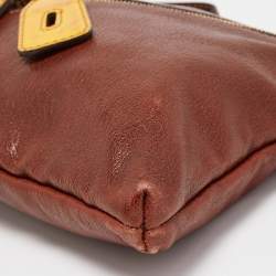 Pre Owned D&G Brown/Yellow Leather Micol Wristler Clutch