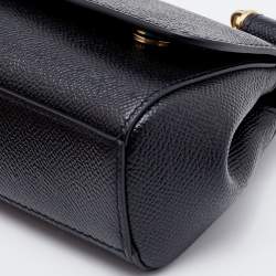 Dolce & Gabbana Black Leather Mini Miss Sicily Top Handle Bag