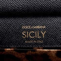 Dolce & Gabbana Black Leather Mini Miss Sicily Top Handle Bag