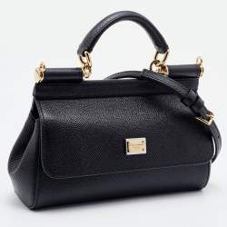 Dolce & Gabbana Black Leather Mini Miss Sicily Top Handle Bag