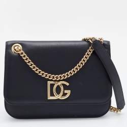 Dolce & Gabbana Black Leather DG Millennials Shoulder Bag